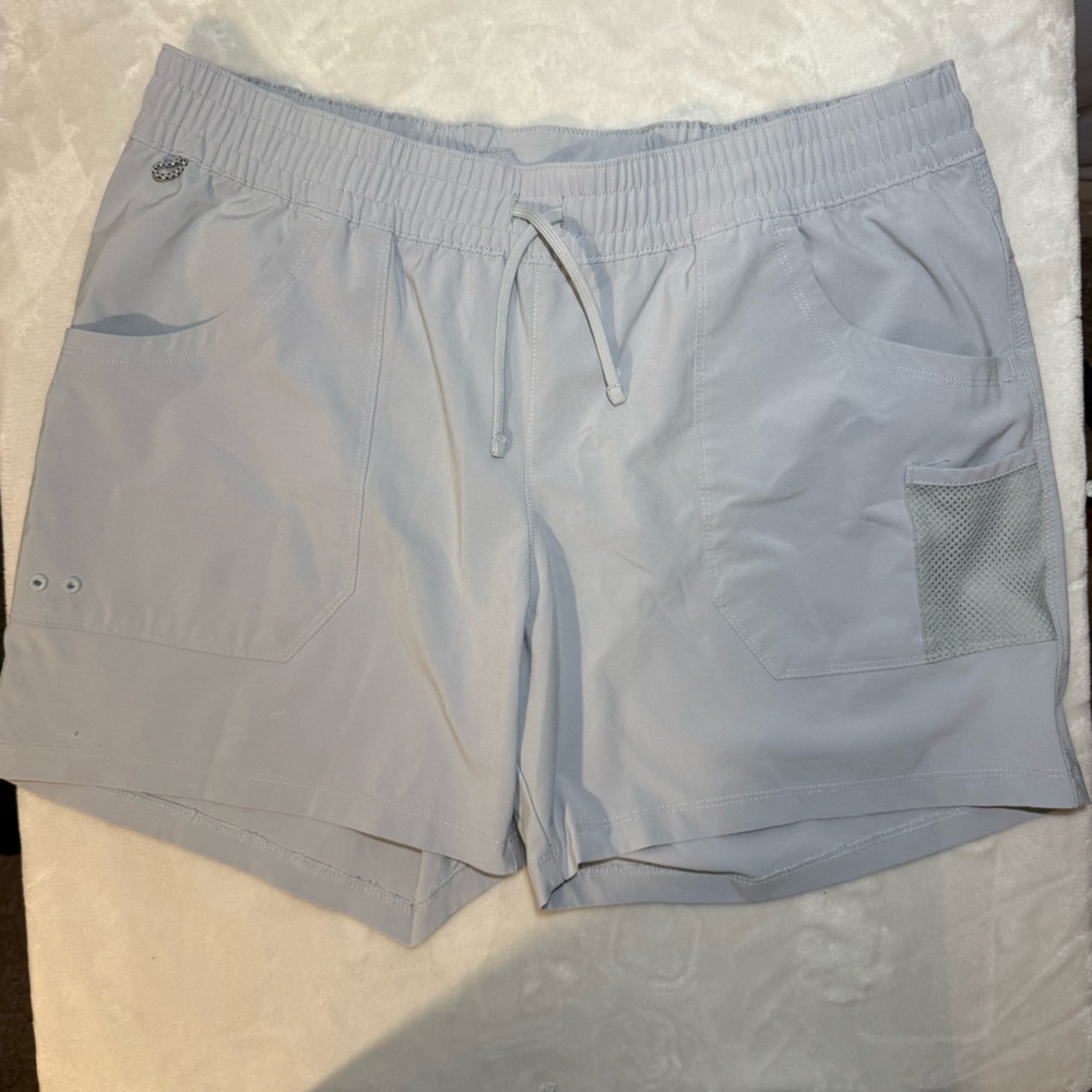Columbia‎ PFG Mens Large Gray Fishing Shorts Elastic Waist